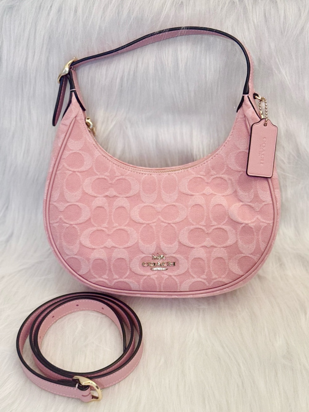 NWT Coach Emily Shoulder Bag Crossbody In Signature Denim/Gold/Light Pink CEN04